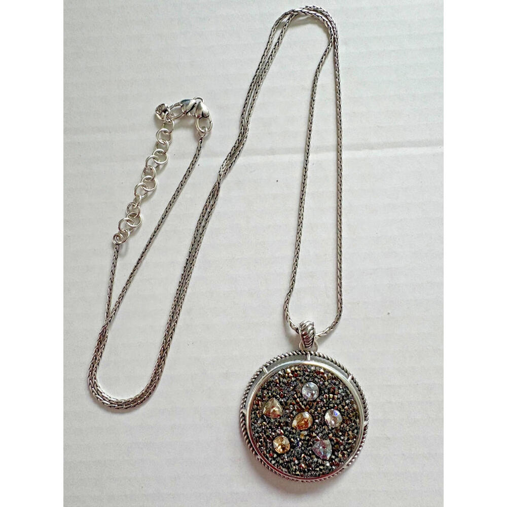 Brighton Crystal Rocks Dreams Silver Tone 34" Necklace Einstein Quote